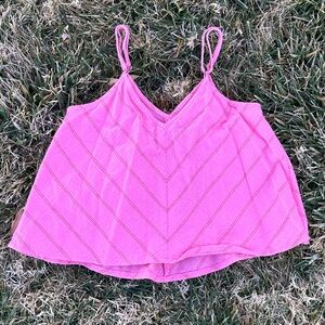 Madewell Sleeveless Bondi Cropped Y2K Hot Pink Striped Cami Camisole Tank Top